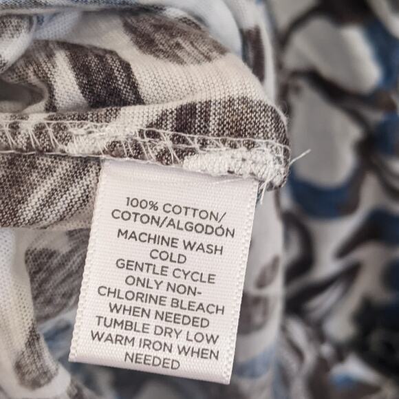 Women's LOFT Sunwashed Floral Off Shoulder Blouse Top Large Brown Blue - Picture 3 of 7